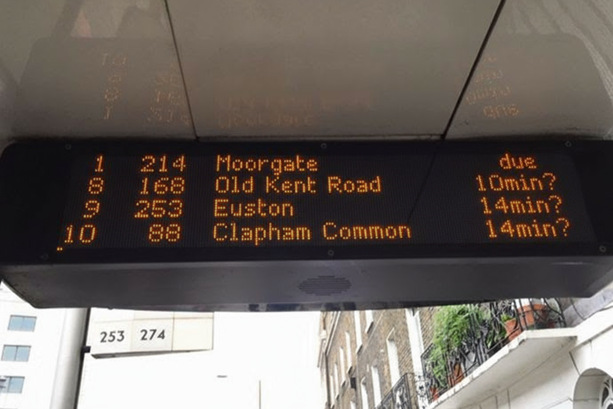 Bus arrivals board